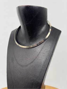 Modernist Silver Polished Neck Cuff Choker Necklace, Minimalist Torque Necklace